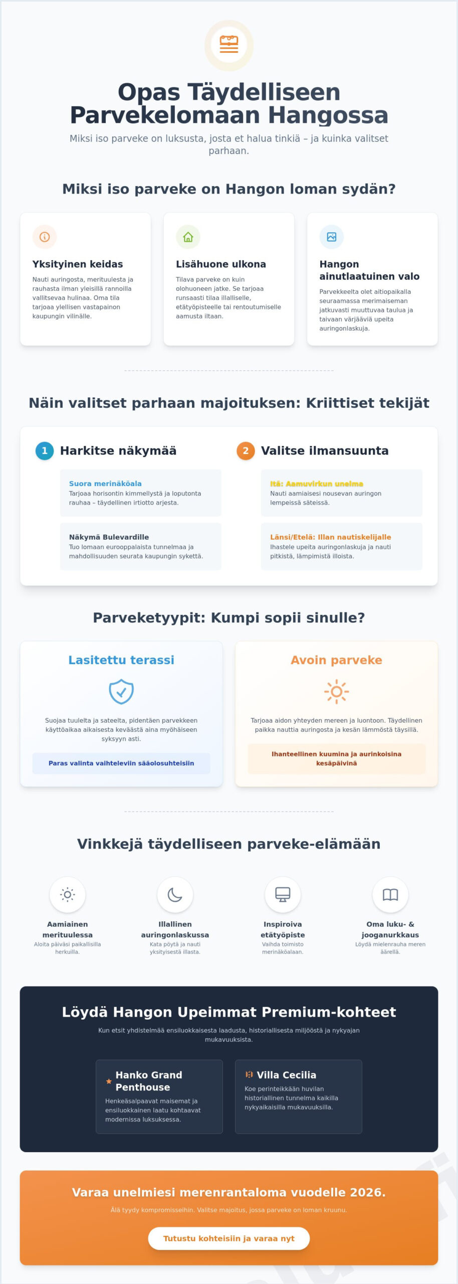 Hanko majoitus isolla parvekkeella: Koe ylellinen merenrantaloma 2026
