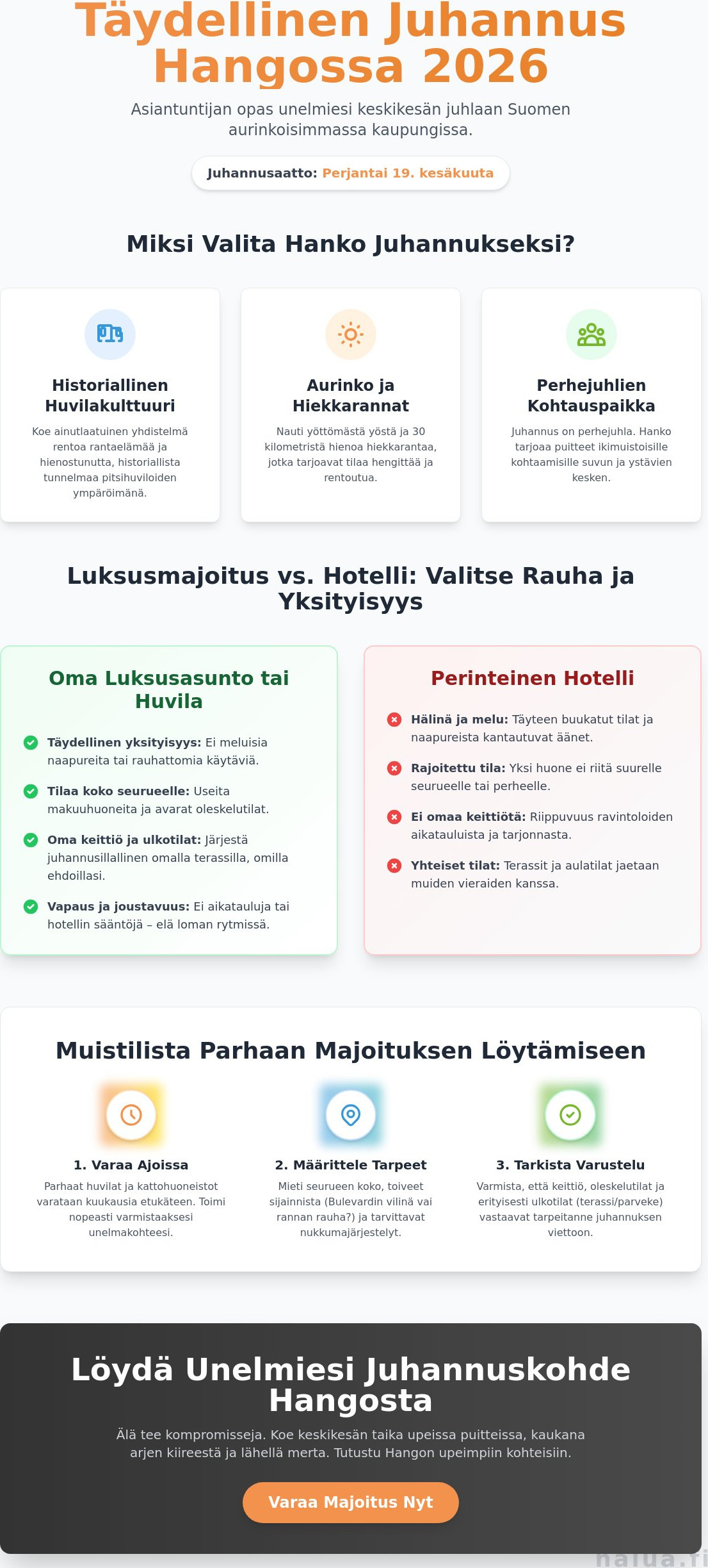 Juhannus majoitus Hanko 2026: Opas ylelliseen keskikesän juhlaan