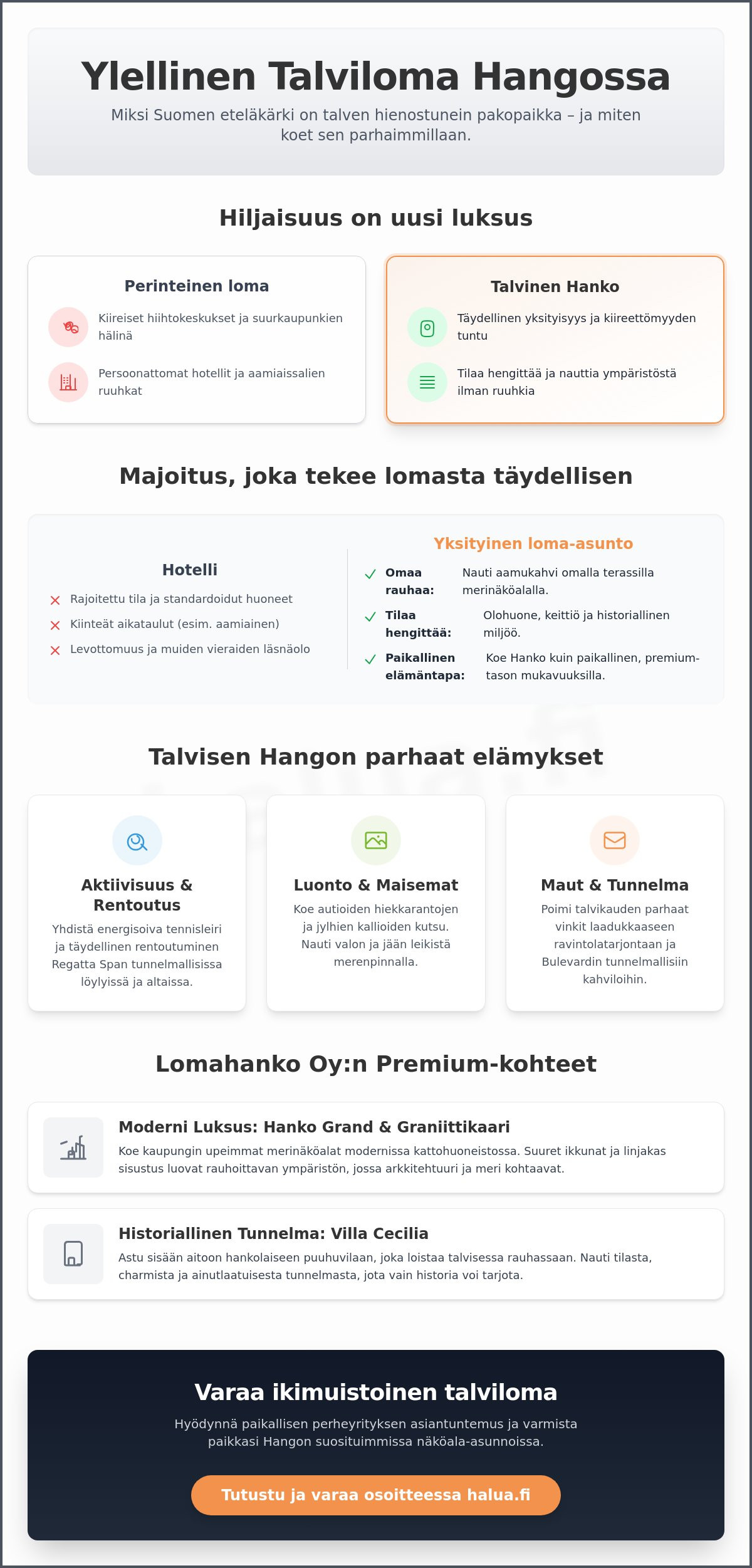 Ylellinen talviloma Hangossa 2026: Opas hienostuneeseen irtiottoon