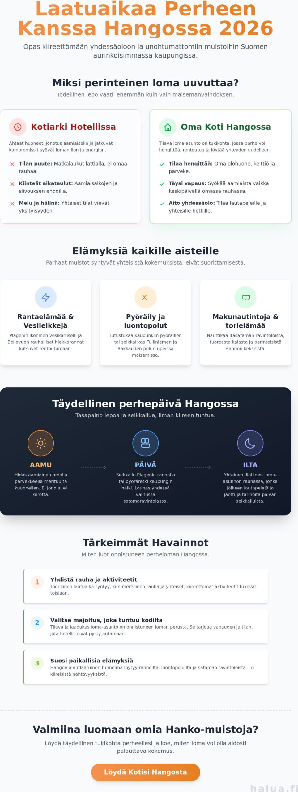 Laatuaikaa perheen kanssa Hangossa 2026: Opas ylelliseen yhdessäoloon